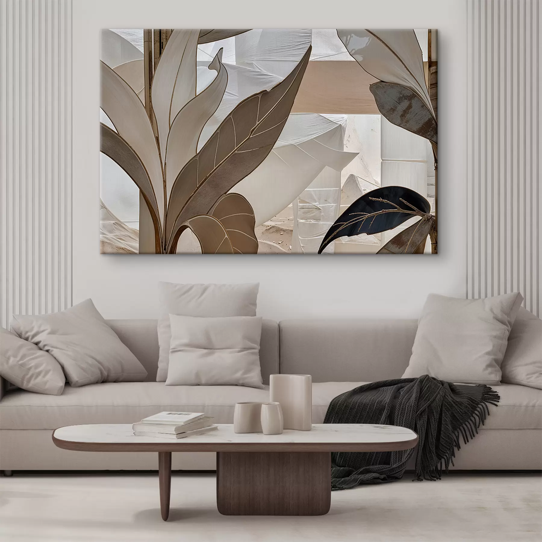 murales Una vista cercana de un patrón geométrico abstracto con formas y texturas superpuestas en tonos beige s39498