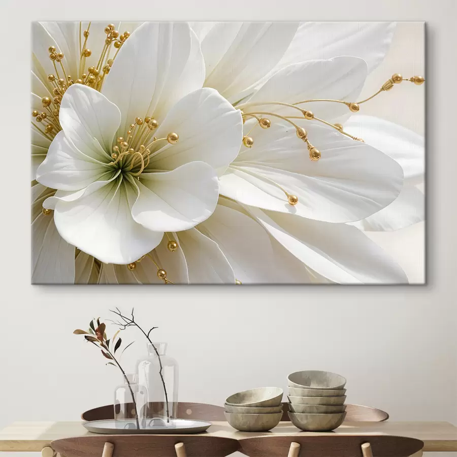 murales Un primer plano de una gran flor blanca con delicados pétalos s39507