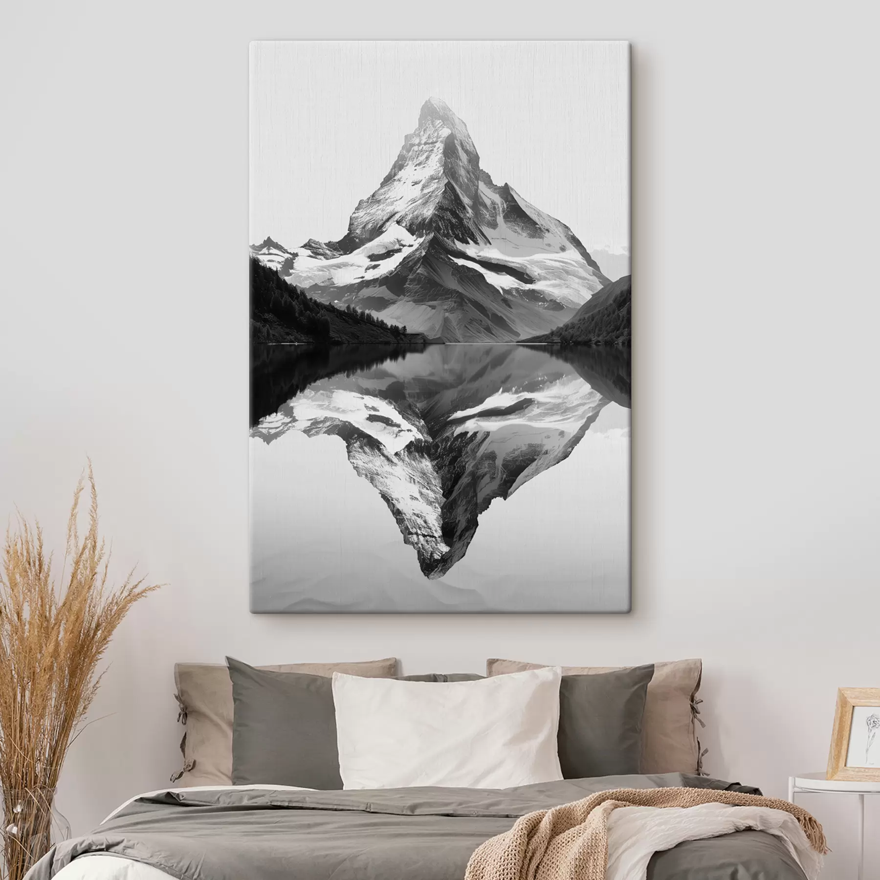 wall murals Black and white picture of a mountain in minimalist style s39638