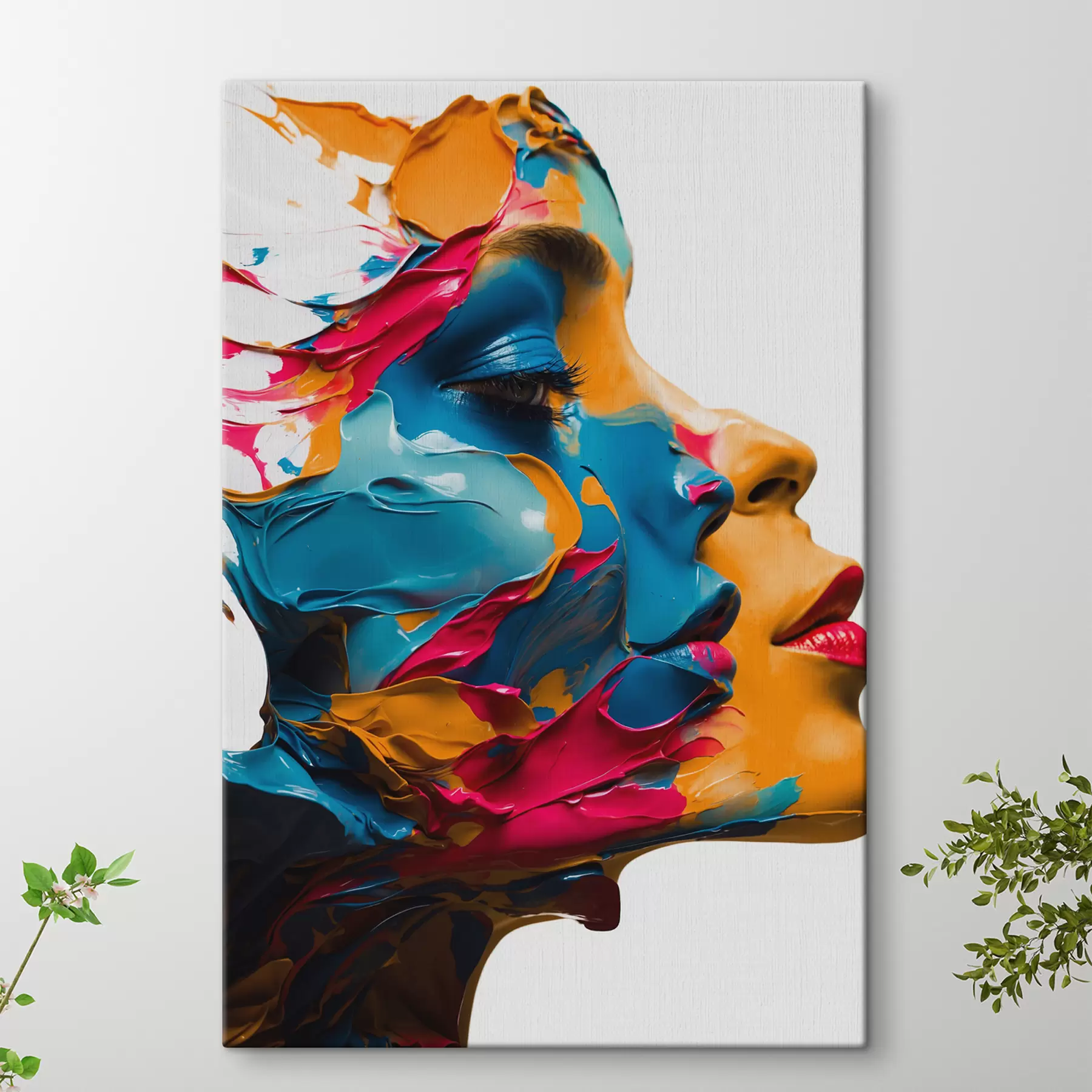 wall murals Woman's face with oil colours s39591