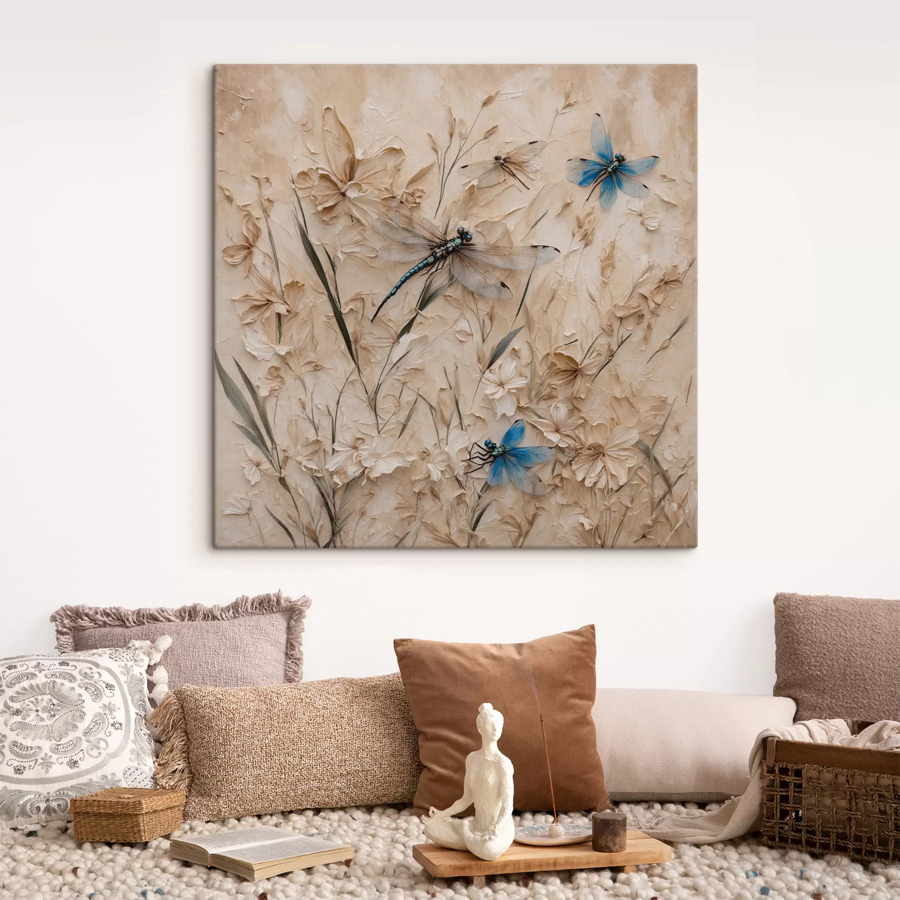murales Libélulas sobre fondo beige abstracto s39600