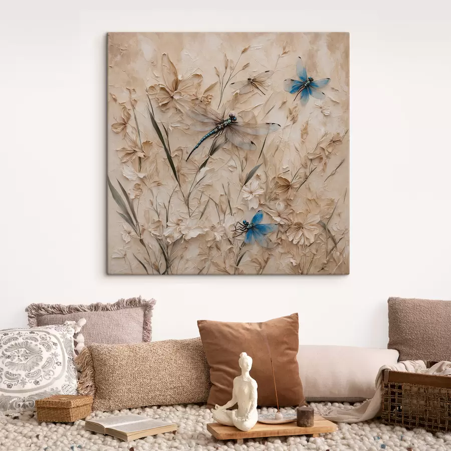 wall murals Dragonflies on abstract beige background s39600