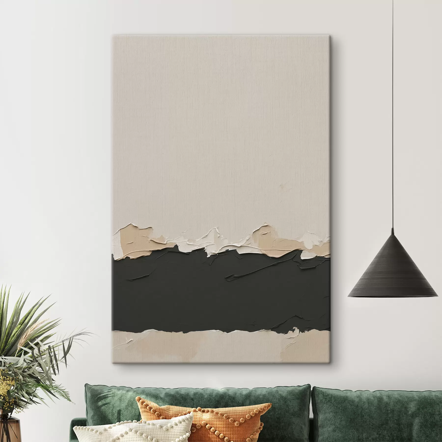 wall murals Abstract painting with white and black colours s39609