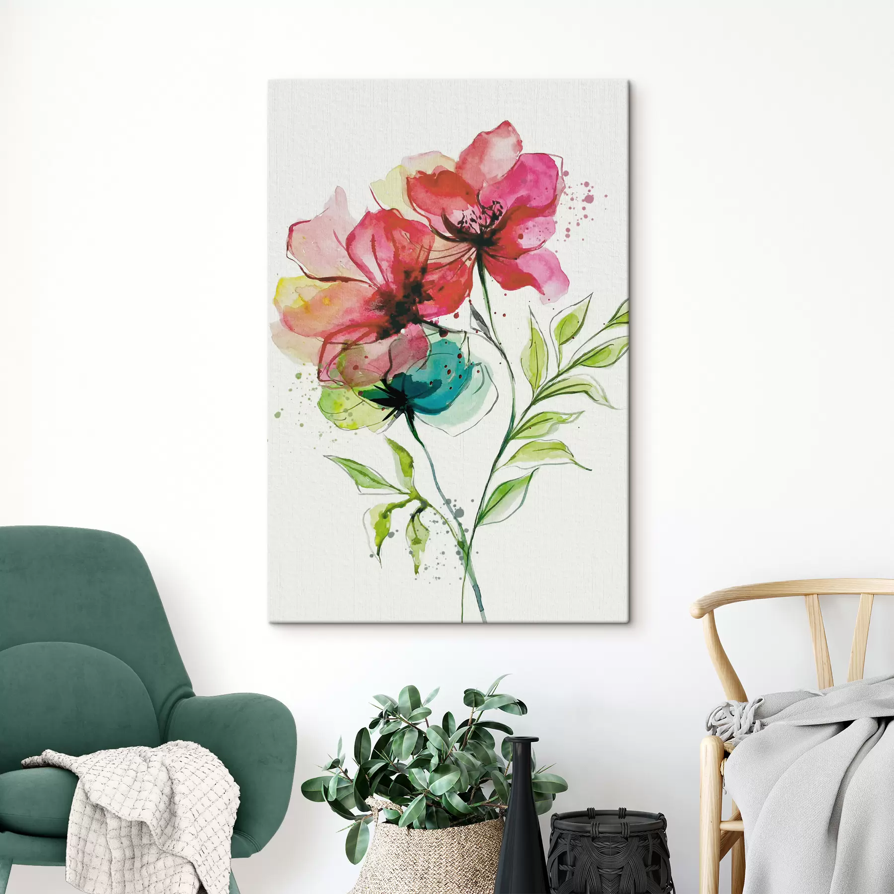 wall murals Gentle watercolor flowers s39767