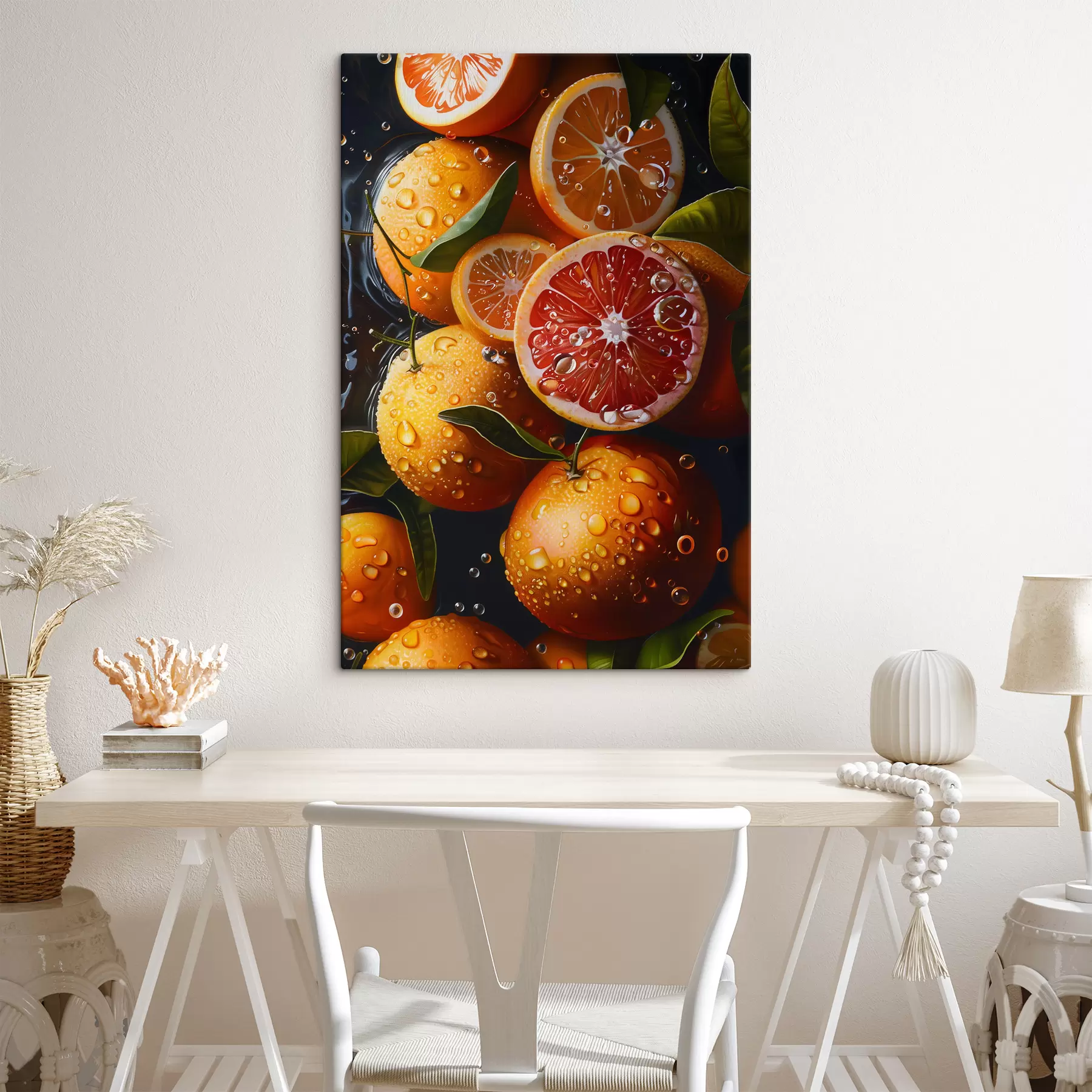wall murals Oranges and grapefruit on a dark background s39238