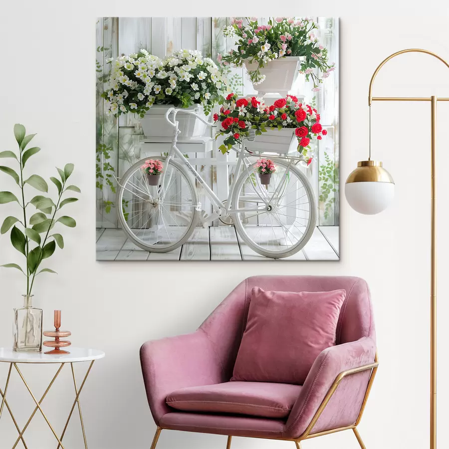 wall murals Bicycle and flower basket in Provence style s39242