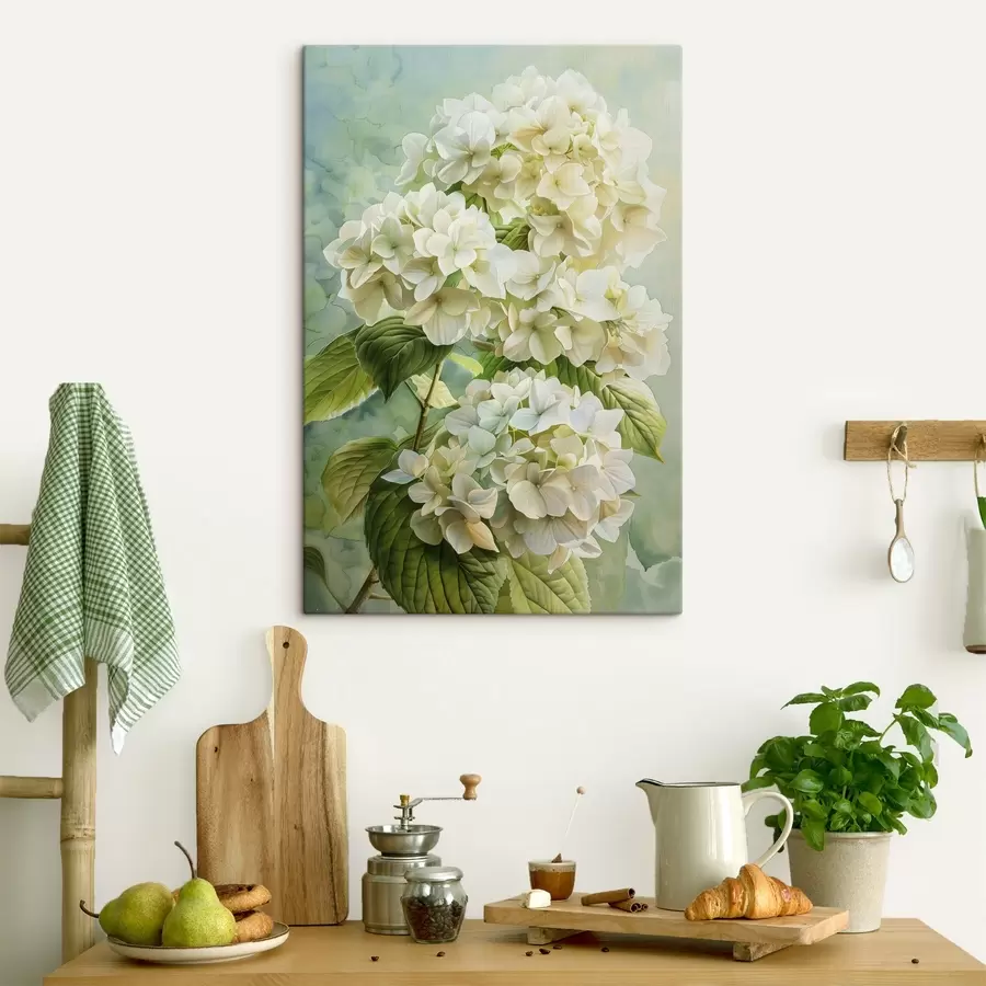 murales Flor de hortensia, floral, colores naturales suaves, dibujo de acuarela s39782