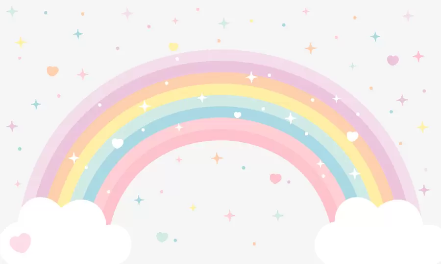 Wall Mural Photo Wallpaper Colorful rainbow with stars and hearts scandinavian style w08109