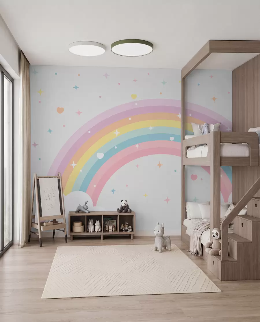 wall murals Rainbow, Hearts and Stars w08109