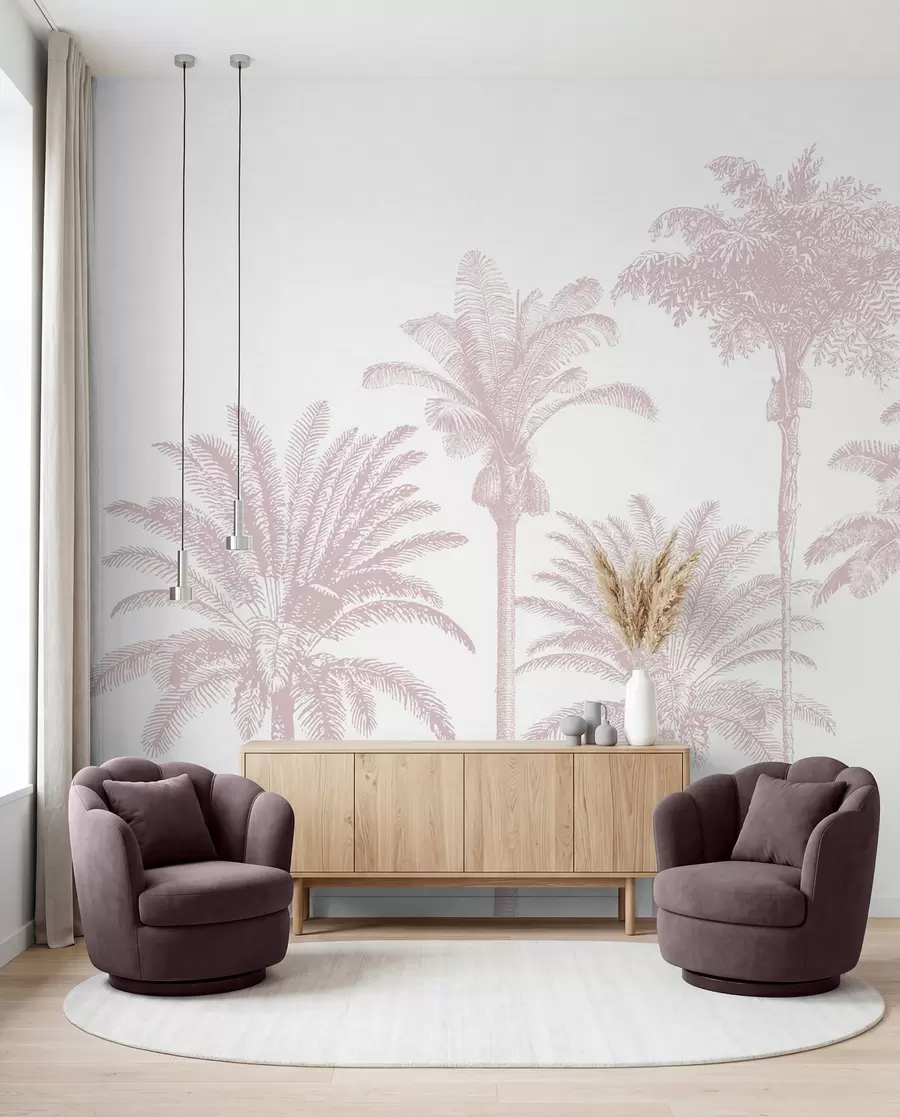 Wall Mural Photo Wallpaper Tropical palm trees oasis minimal pink color w08111v1