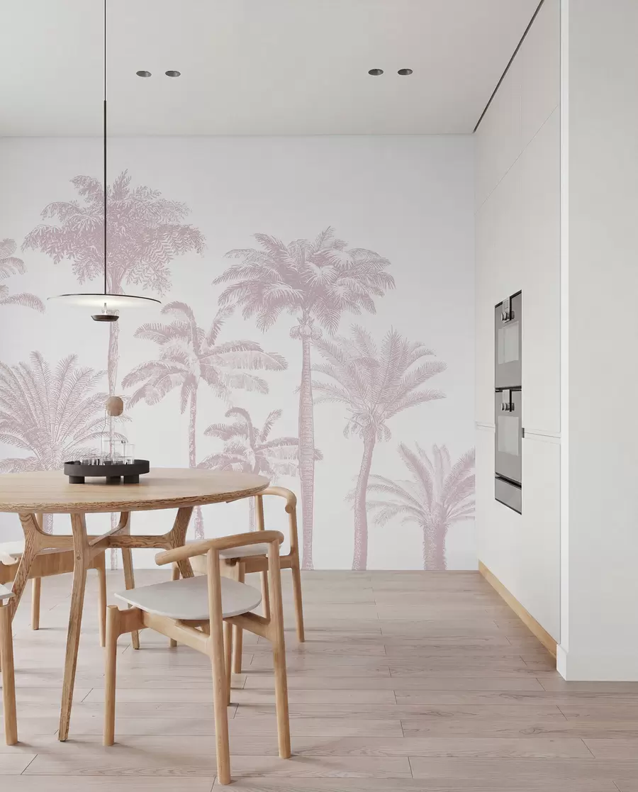 Wall Mural Photo Wallpaper Tropical palm trees oasis minimal pink color w08111v1