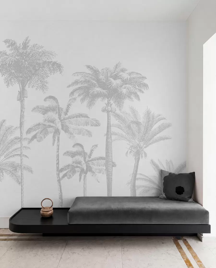 Wall Mural Photo Wallpaper Palm Grove in Silver w08111v2
