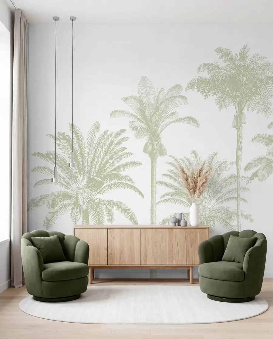 wall murals Palm Grove in Sage w08111v3