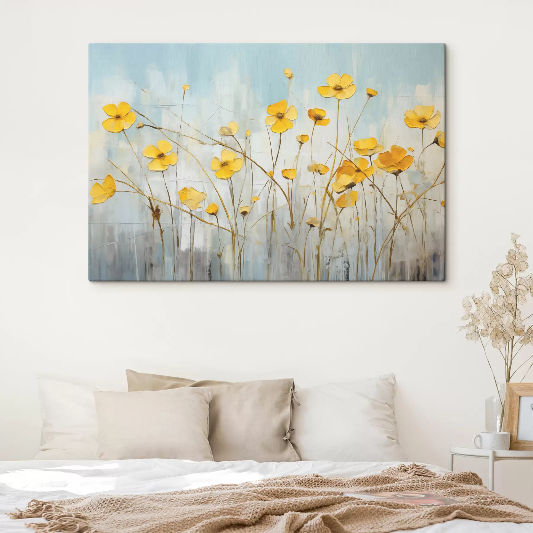 wall murals Yellow small flowers on a long stem oil painting s39823
