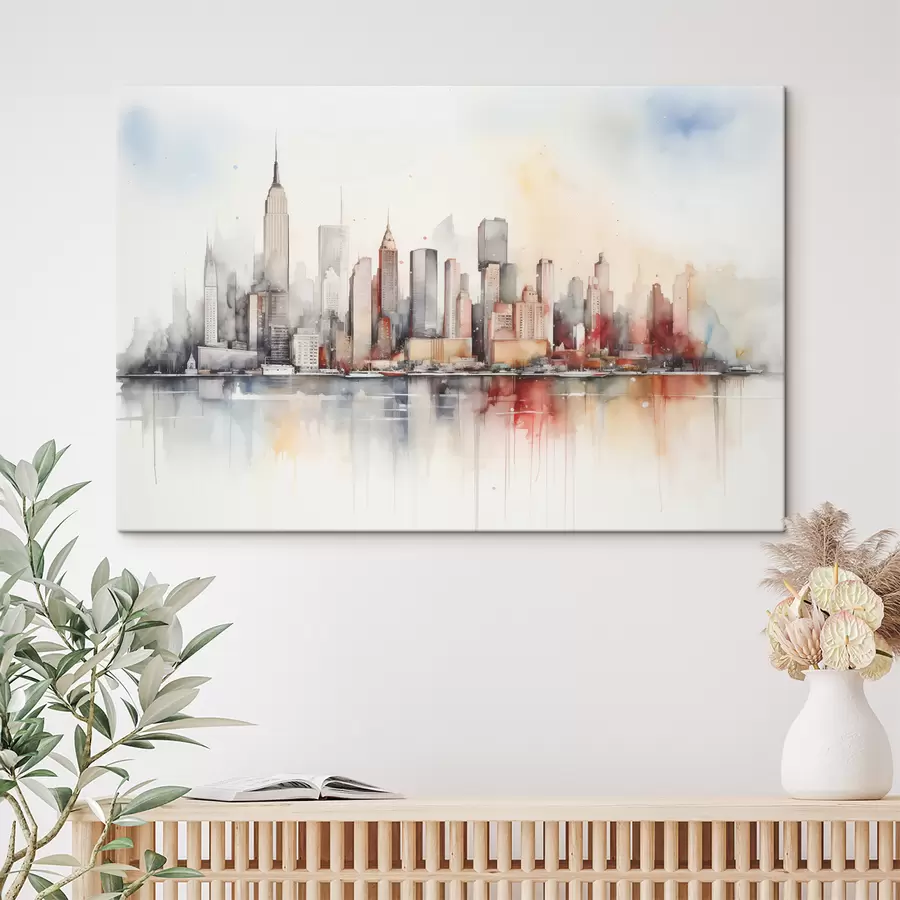 wall murals New York City view, building silhouettes, watercolor s39828