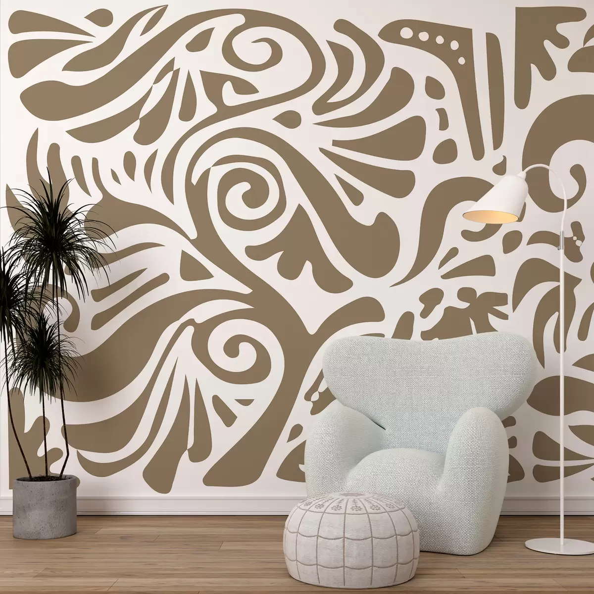 Wall Mural Photo Wallpaper sand abstract art wallpaper large floral patterns in boho style w08139