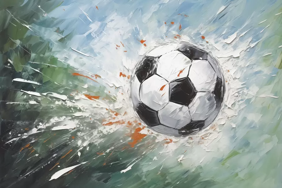 murais de parede Bola de futebol voando pintura a óleo arte abstrata w08117