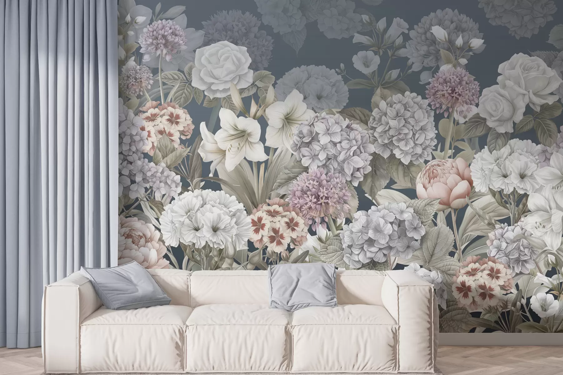 wall murals Magical summer garden on a blue background w08140v1
