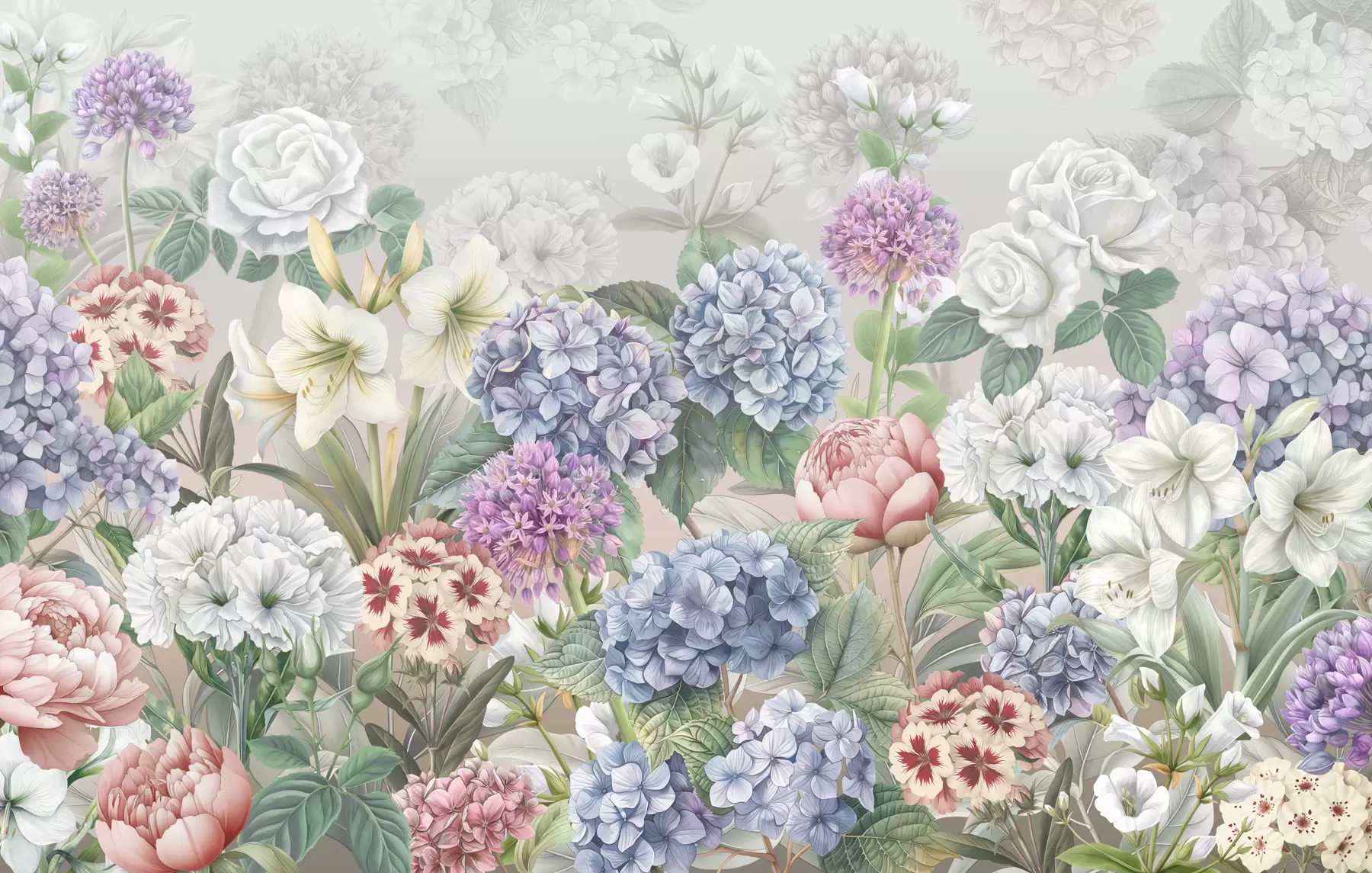 Wall Mural Photo Wallpaper Magical summer garden with flowers in pastel colors w08140v3