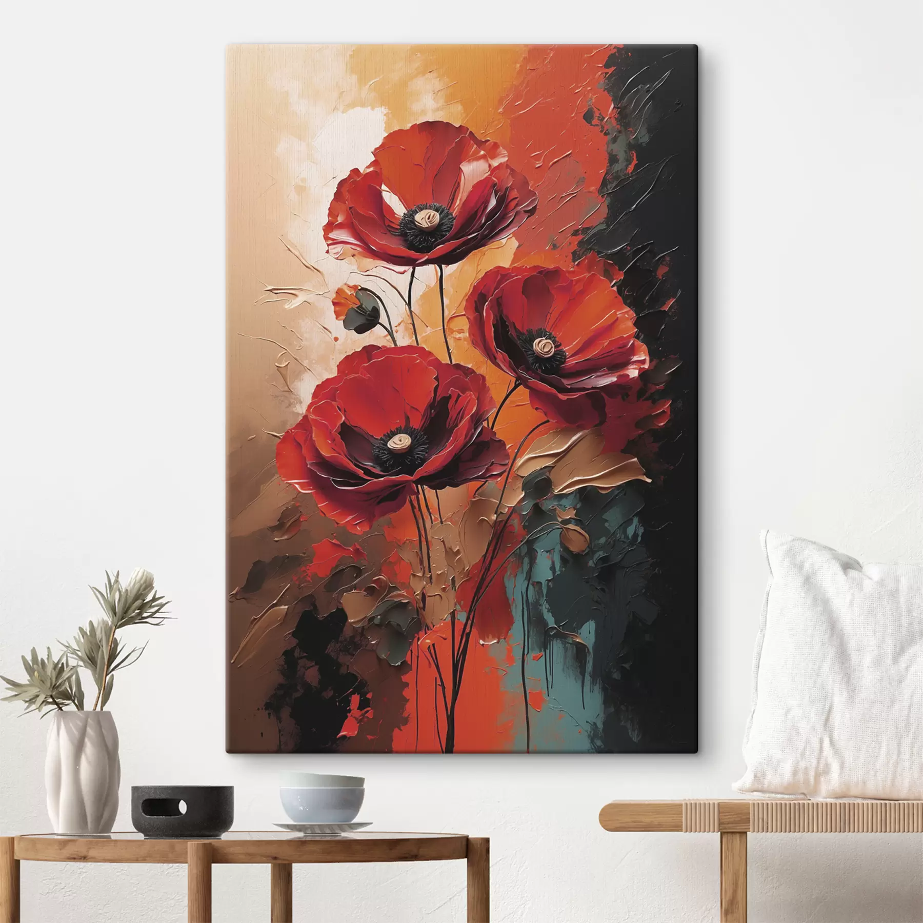 wall murals Poppies on abstract background s39845