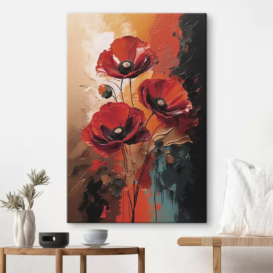 wall murals Poppies on abstract background s39845