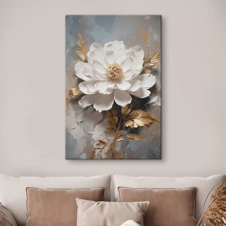 wall murals White flower with  stems on abstract background s39865