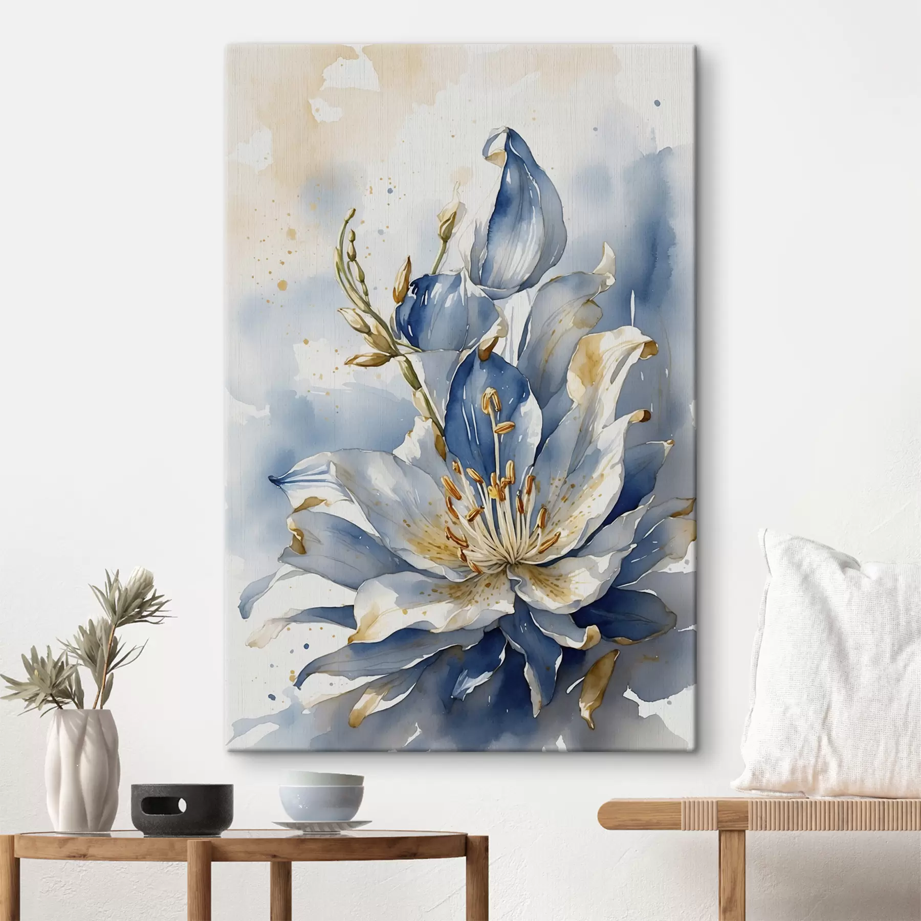 murales Lirio azul con acuarela s39872