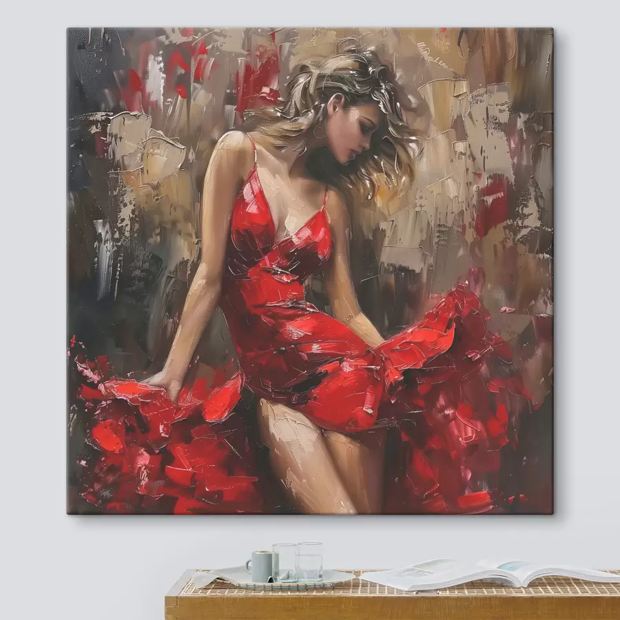 wall murals Girl in a red dress s39874