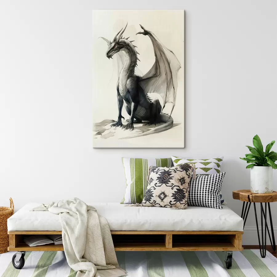 murales Dragón, pinturas, acuarela, beige s40003