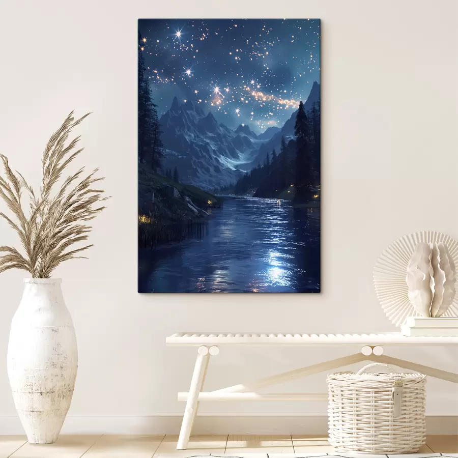 murales Velaris, montañas, estrellas s40010