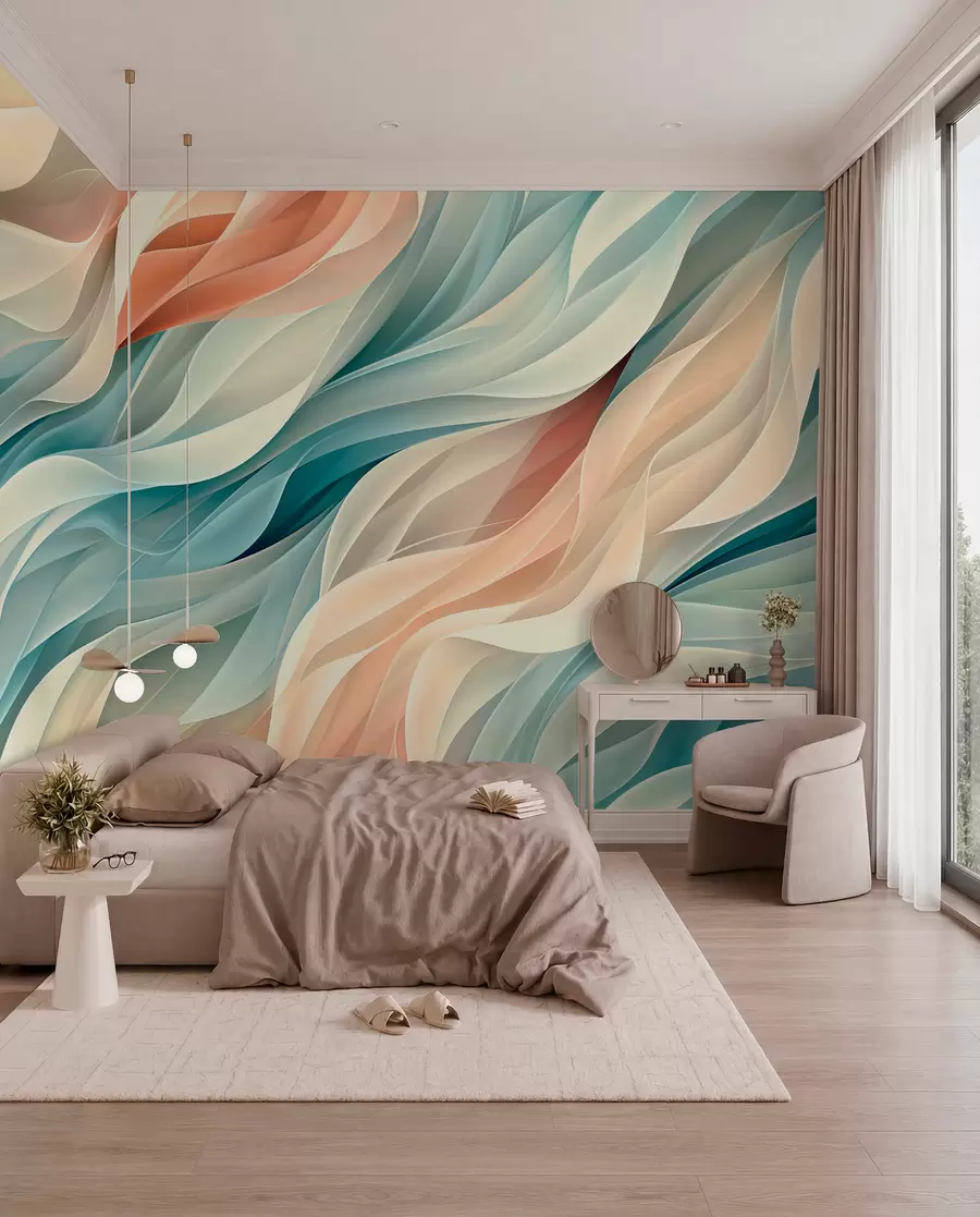 Wall Mural Photo Wallpaper Mesmerizing abstract design with soft pastel waves w01335