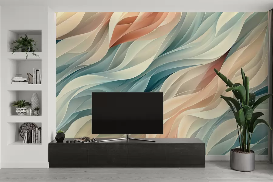 Wall Mural Photo Wallpaper Mesmerizing abstract design with soft pastel waves w01335