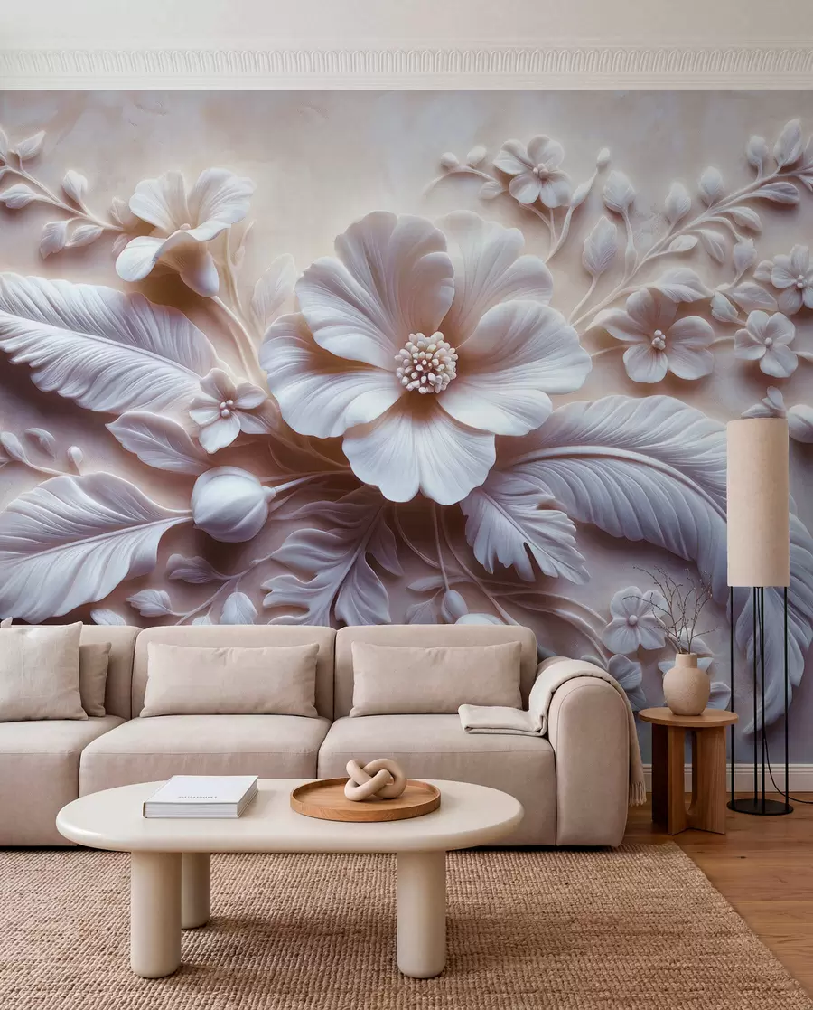 wall murals Sculpted Petals in Lilac w01340v1