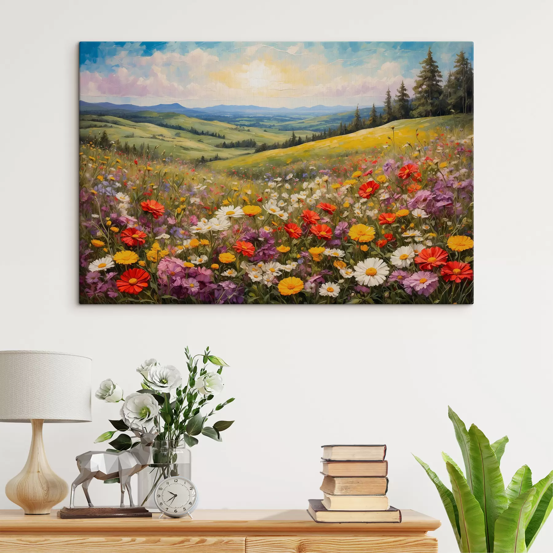 murales Campo de flores al atardecer s40073