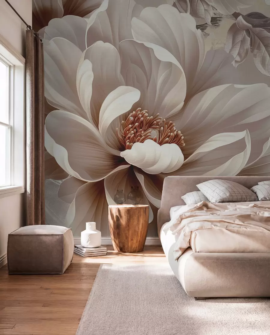 peintures murales Fleur pêche et arabesques w08181