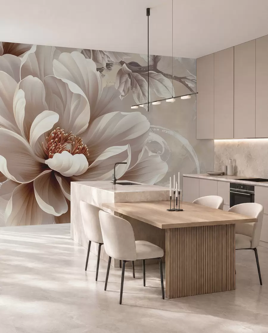 murales Gran flor rosa en una pared grunge w08181
