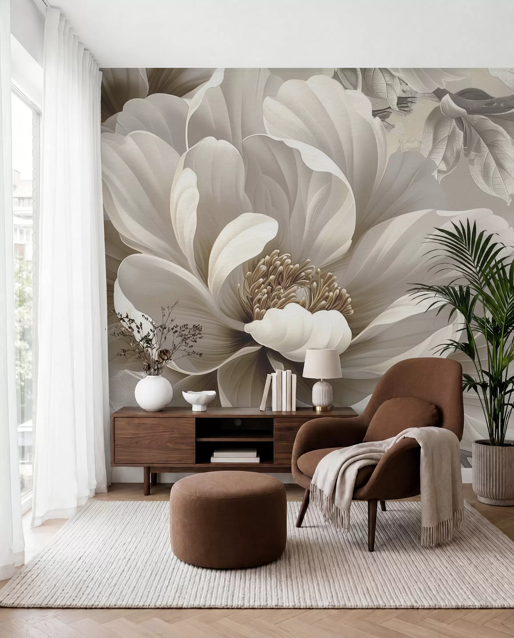 wall murals Large blackberry flower on the grunge wall w08181v2