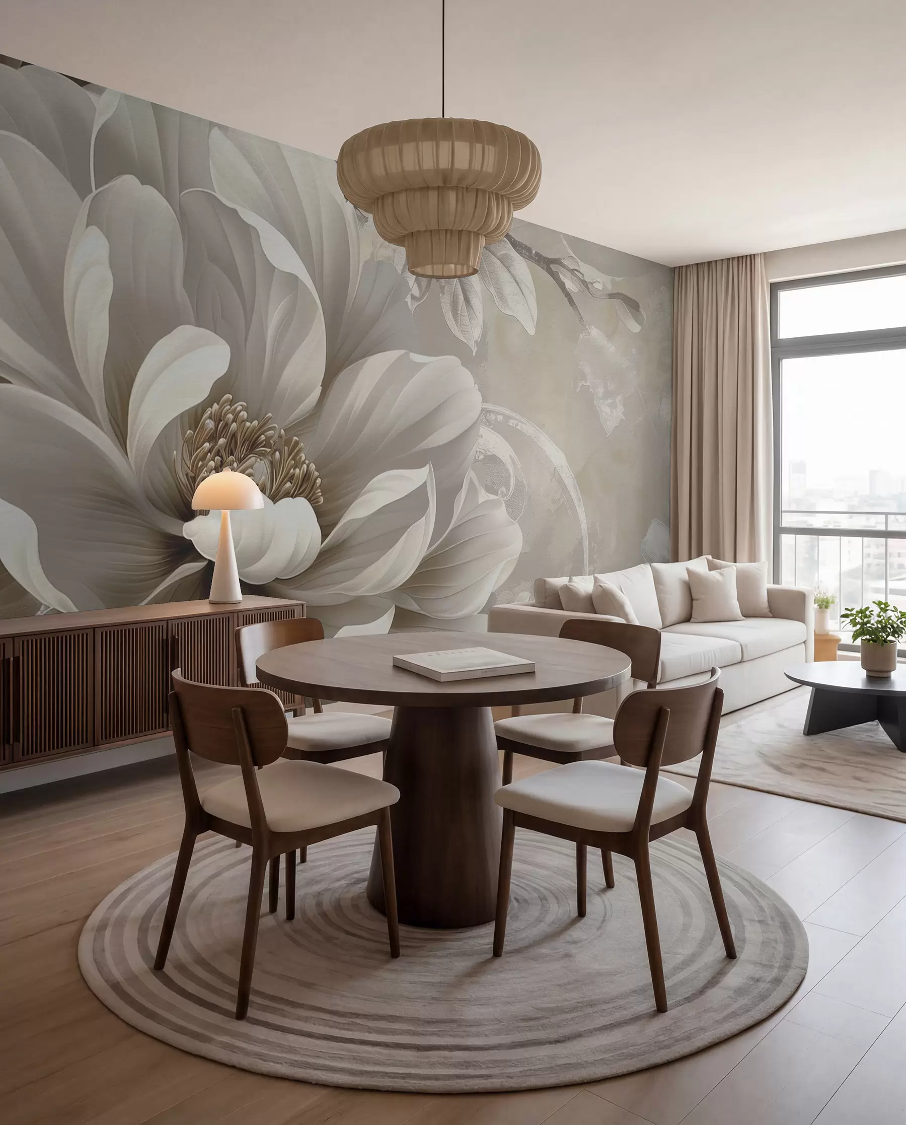 wall murals Large blackberry flower on the grunge wall w08181v2