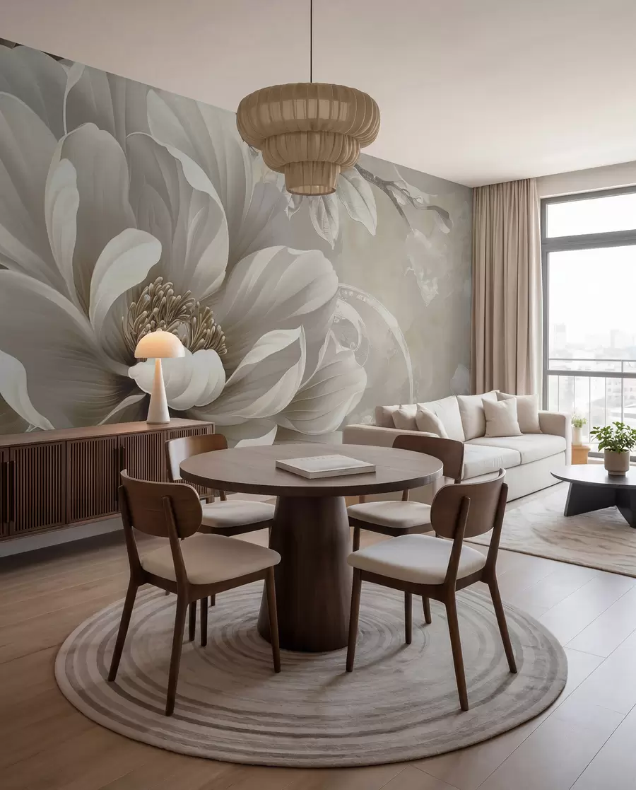 wall murals Large blackberry flower on the grunge wall w08181v2