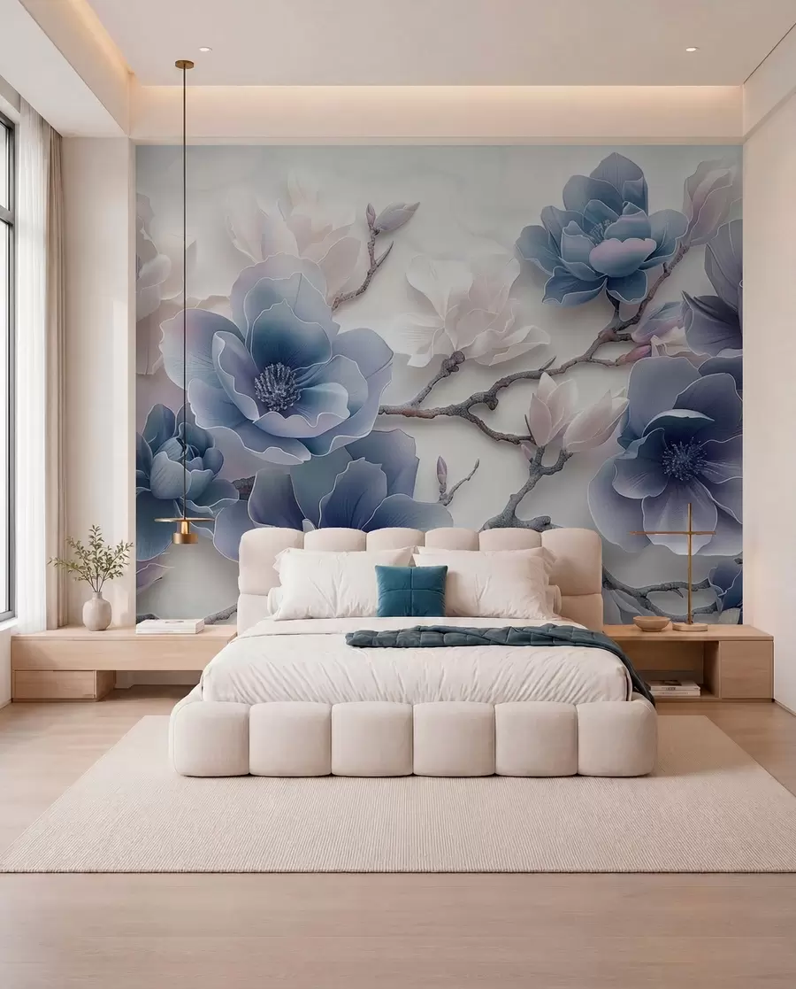 murales Magnolia en azul w01359v1