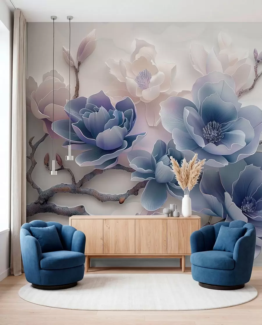 wall murals Magnolia in Blue w01359v1