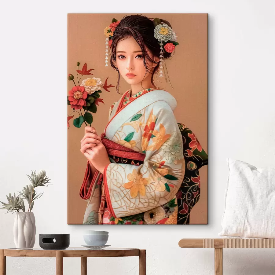 murales Mujer japonesa con un hermoso kimono s40108