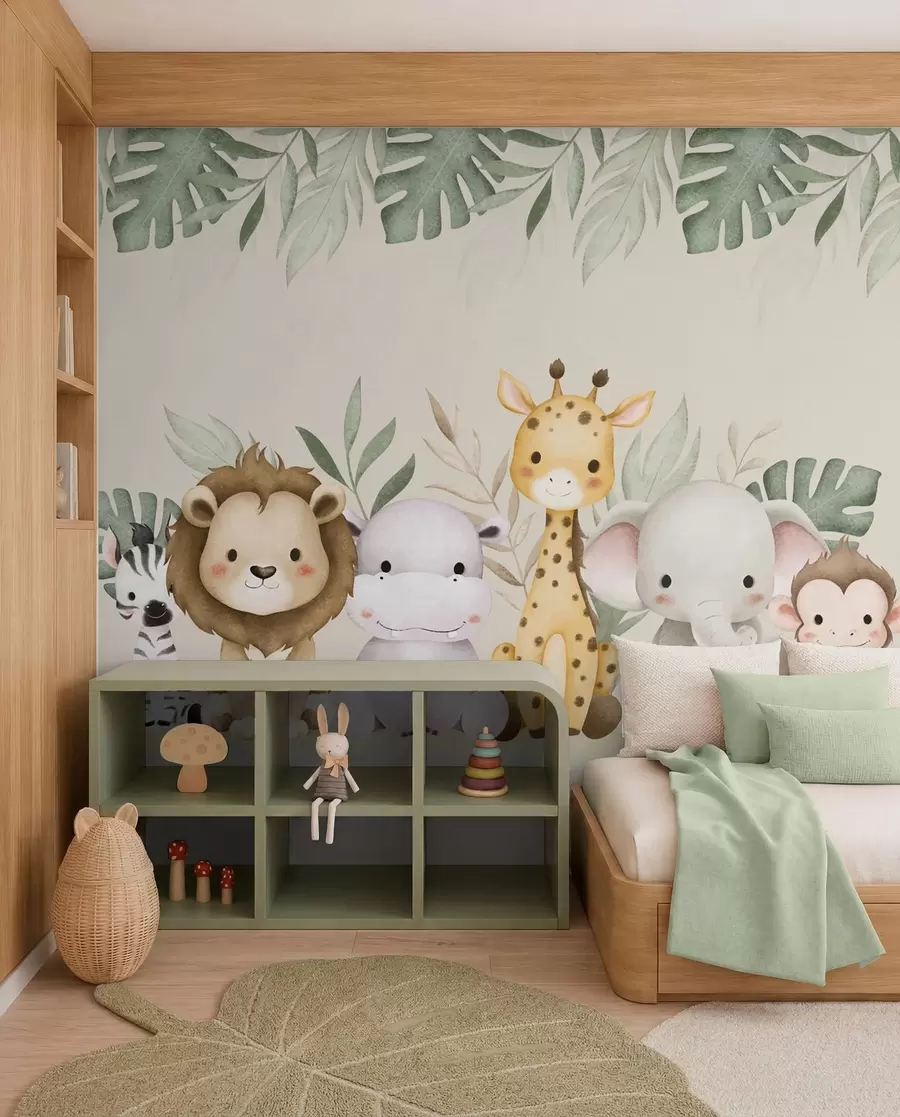murales Animales de safari con pinturas de acuarela w01406