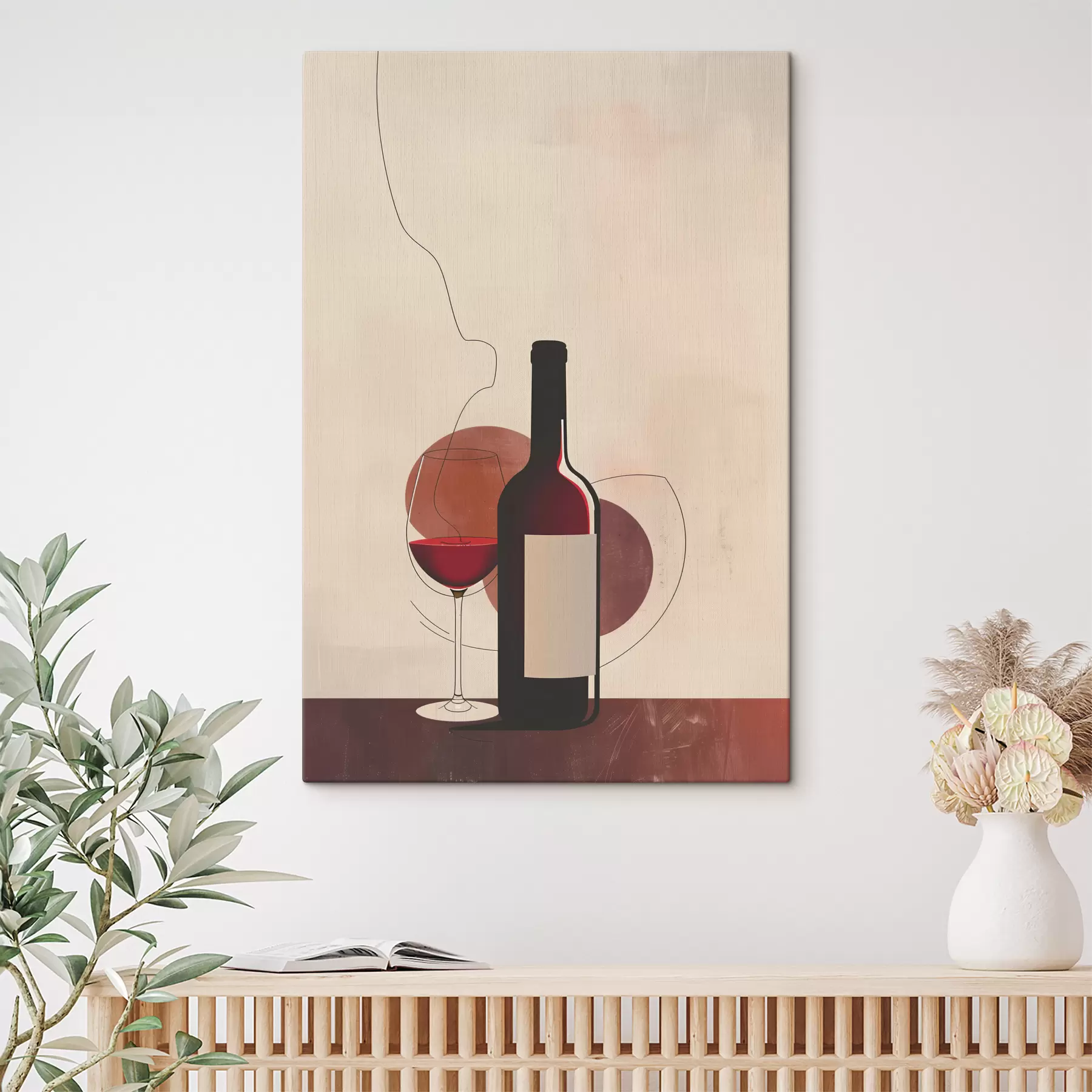 murales Botella de vino y copa con vino s40191