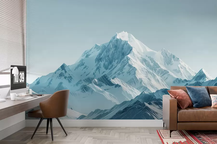 wall murals Blue snowy mountains w01391