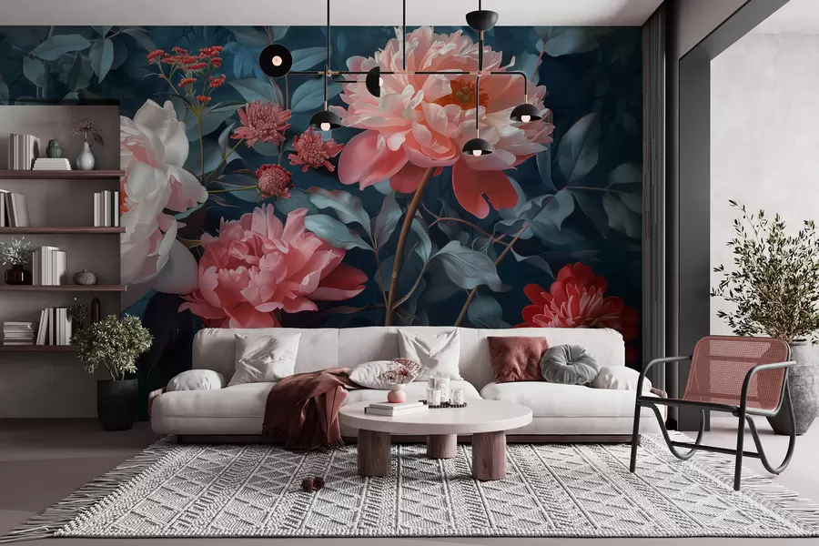 Wall Mural Photo Wallpaper Midnight peony flowers w01392