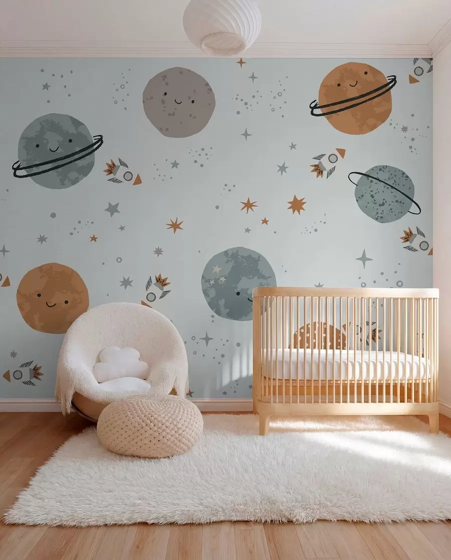 murales Fondo de pantalla infantil, espacio, planetas w01417