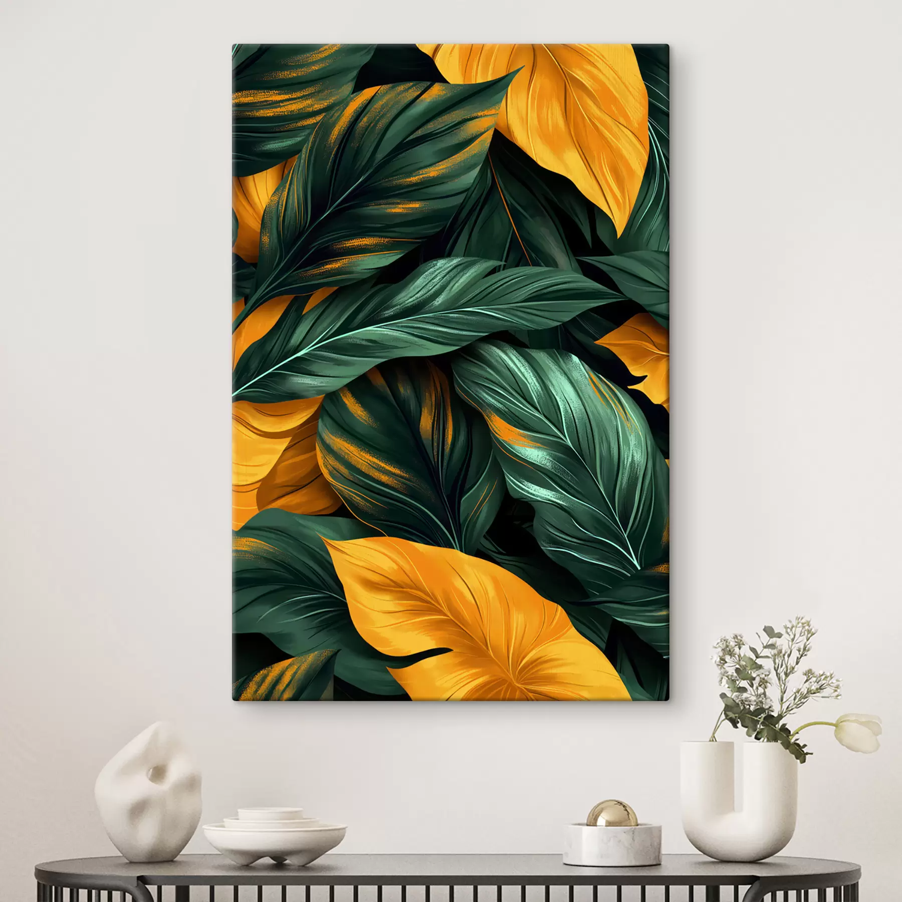 wall murals large leaves s40241