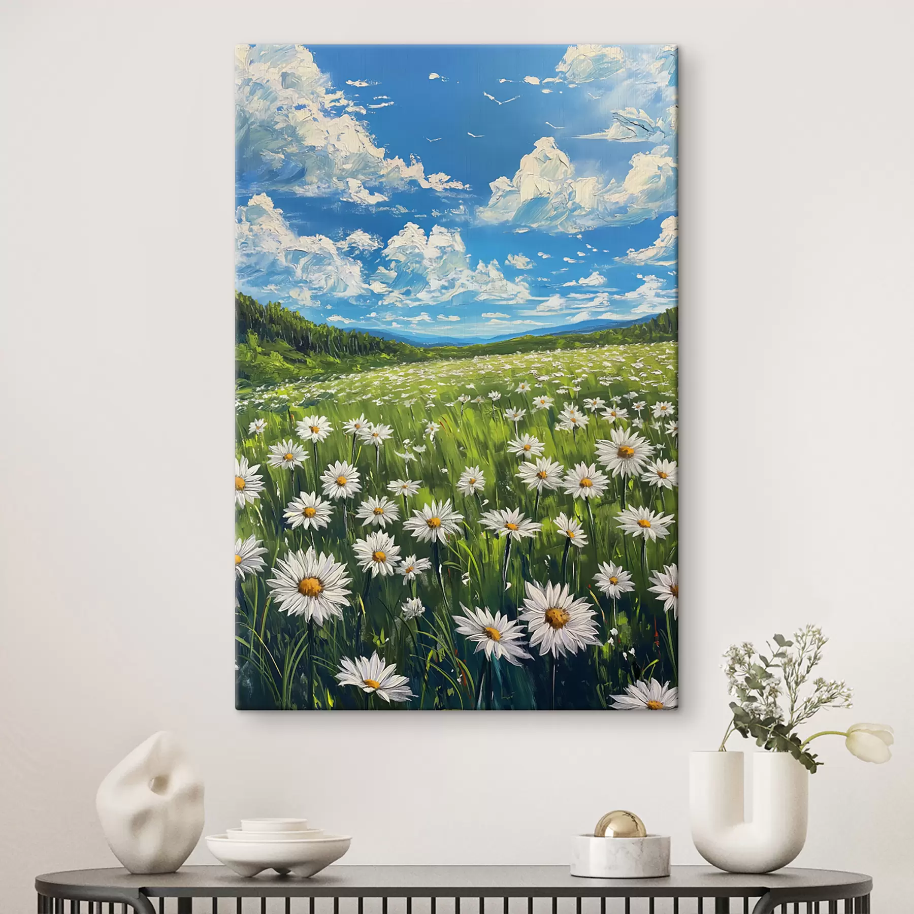 wall murals landscape of daisies on the field s40255