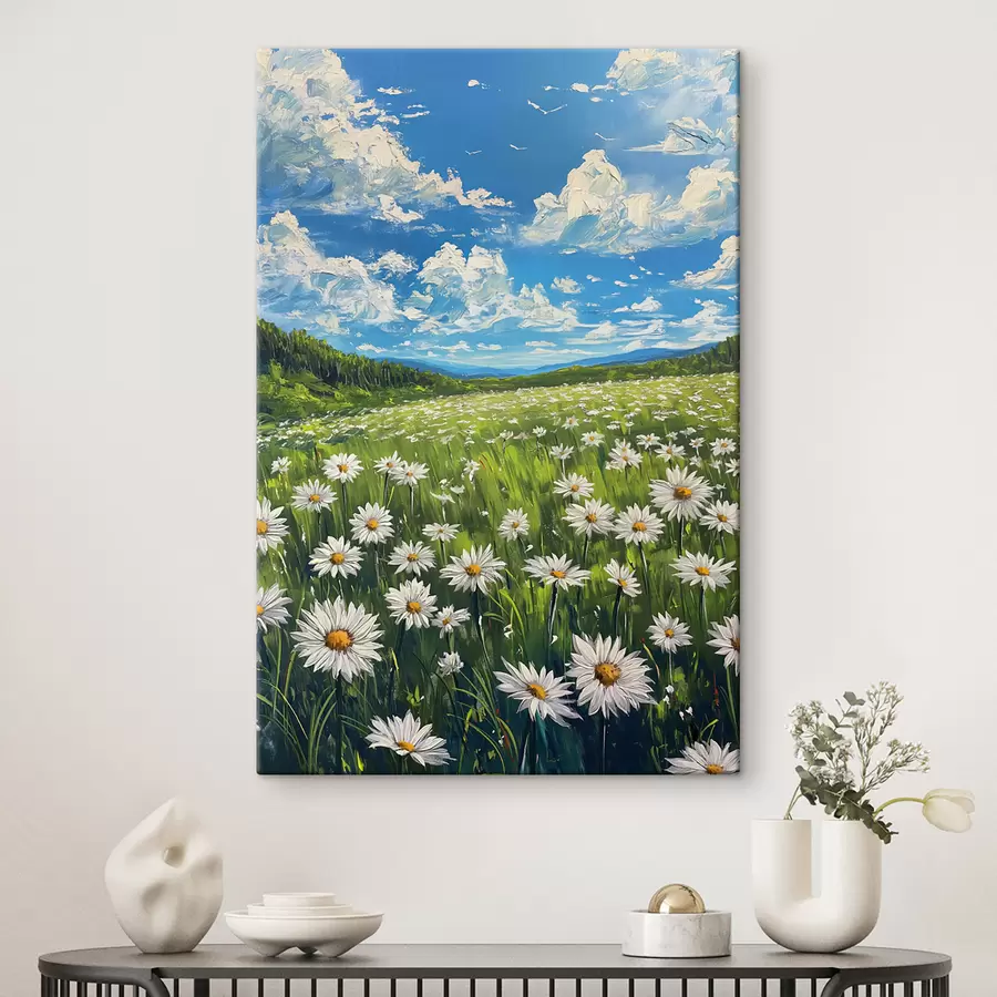 wall murals landscape of daisies on the field s40255